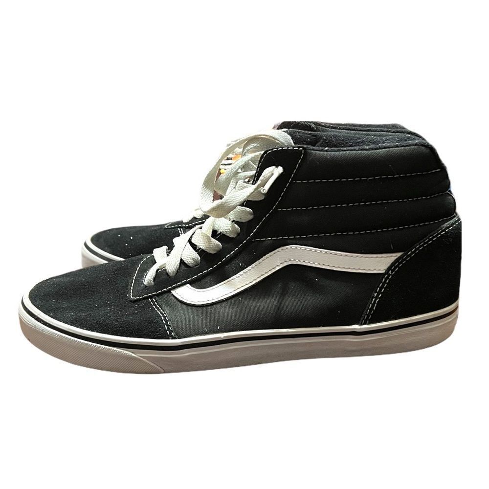 Vans Black Suede White Stripe Classic High Tops Men's Sz 11